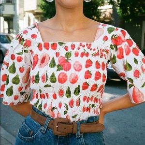 Fruit Print Lisa Says Gah Toni Top